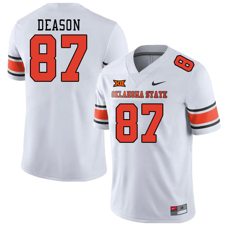Men #87 Jaxon Deason Oklahoma State Cowboys College Football Jerseys Stitched-White